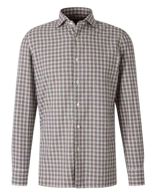 Luigi Borrelli Napoli Gray Checked Button-Down Shirt for men