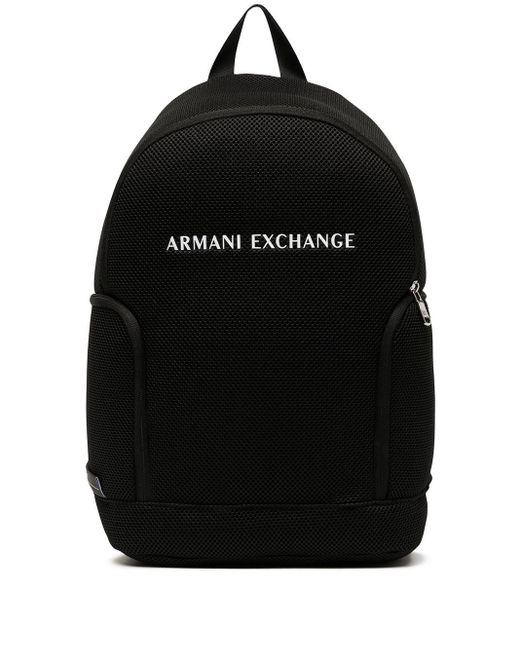 Armani Exchange Logo-lettering Backpack in Black for Men - Lyst