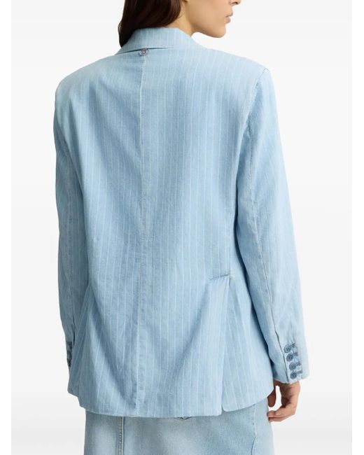 Liu Jo Blue Pinstripe Pattern Denim Blazer