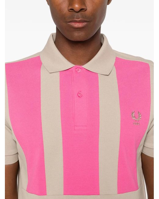 Comme des Garçons Pink Colour-Block Embroidered-Logo Polo Shirt for men