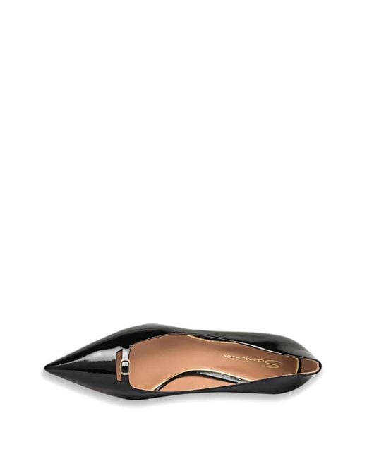 Santoni Black Patent Leather Buckle-Detail Pumps