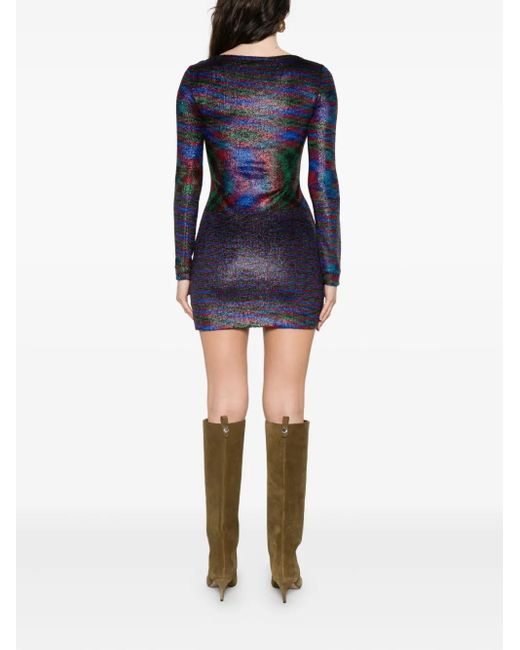 Missoni Blue Abstract-Pattern Long-Sleeve Mini Dress