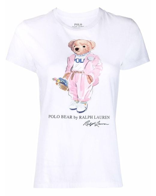Polo Ralph Lauren Cotton Teddy Bear-print T-shirt in White | Lyst