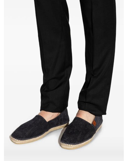Etro Black Suede Paisley Espadrilles for men