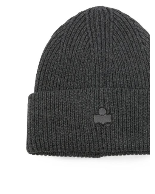 Isabel Marant Gray Ribbed Beanie Hat for men