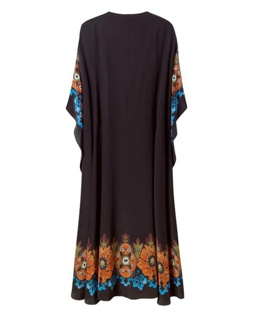 LaDoubleJ Blue Floral-Print Midi Day Dress