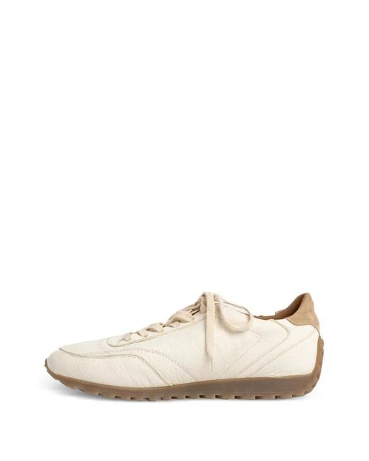 Eleventy White Leather Suede-Panel Sneakers