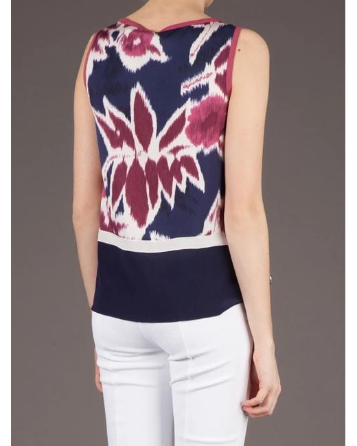 Printed sleeveless top Mantu de color Blue