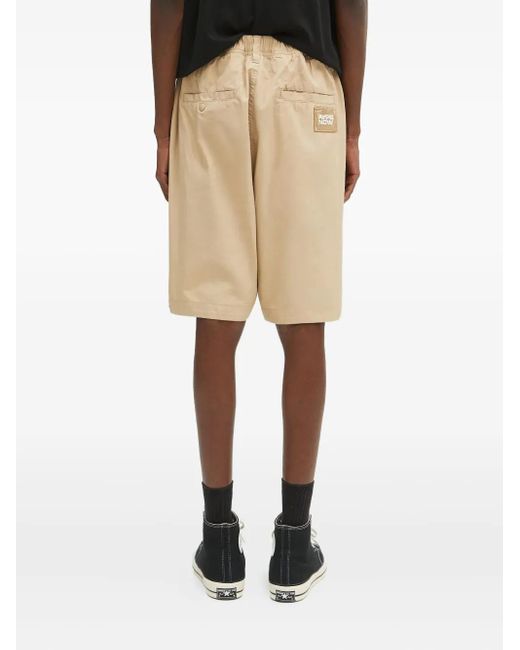 Aape By A Bathing Ape Natural Pleated-Detail Logo-Patch Shorts for men