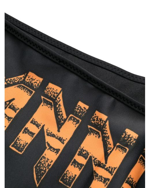 Ganni Black Logo-Print Bikini Bottom