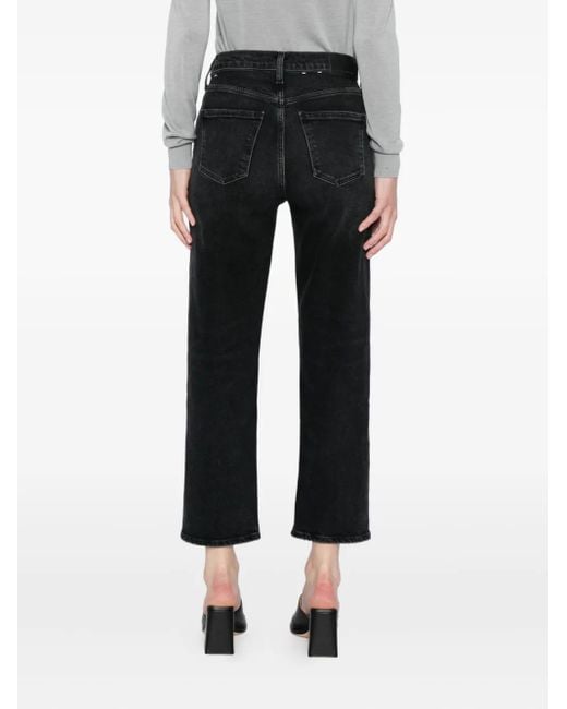 Citizens of Humanity Black Delfina High-Rise Straight Jeans
