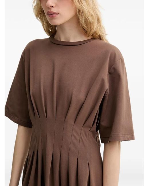 Gestuz Brown Gzinez Pleated-Waist T-Shirt Mini Dress