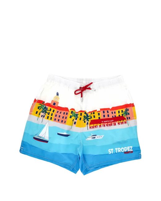 Mc2 Saint Barth Blue Gustavia St Tropez Graphic-Print Swim Shorts for men