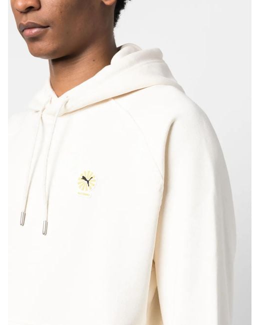 PUMA White Slogan-Print Drawstring Hoodie for men