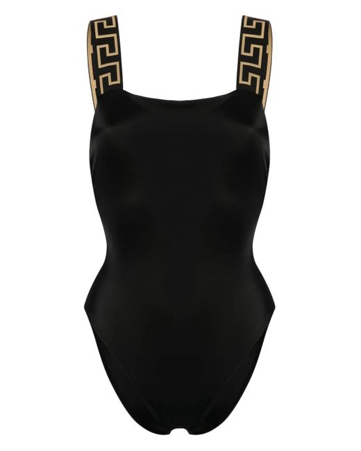 Versace Black Greca Badeanzug