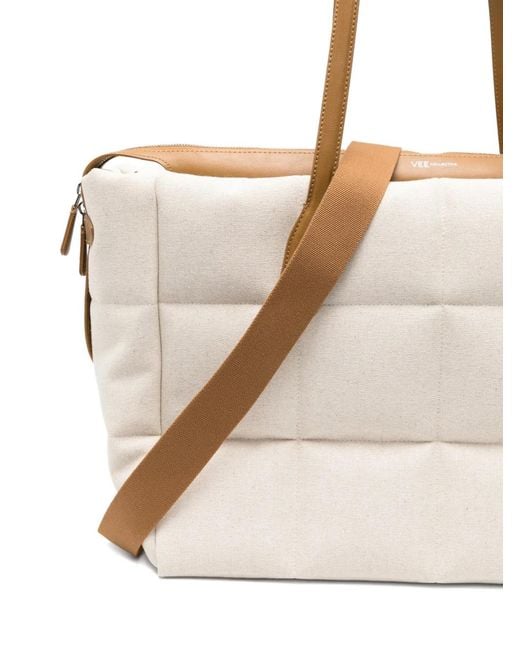 VEE COLLECTIVE Natural Large Tela Quilted Shoulder Bag