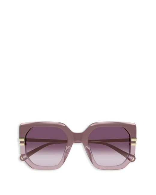 Chloé Purple Geometric Frame Sunglasses