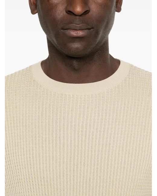 Emporio Armani Natural Knitted Short-Sleeve Sweater for men