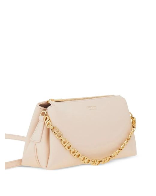 Ferragamo Natural Gancini Chain Strap Mini Bag