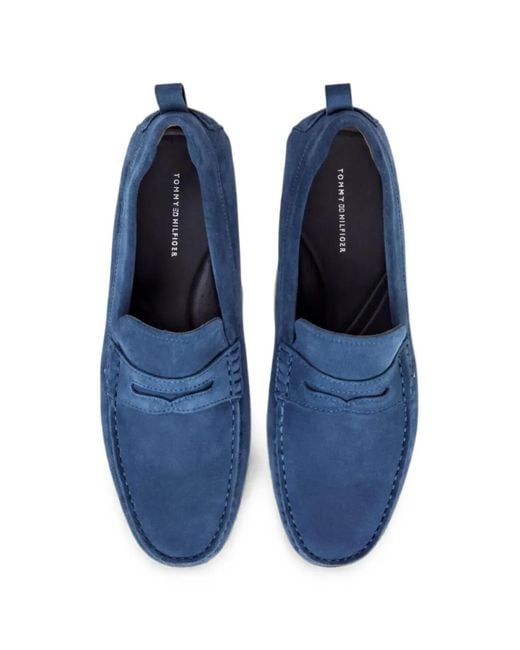 Tommy Hilfiger Blue Suede Penny Loafers for men