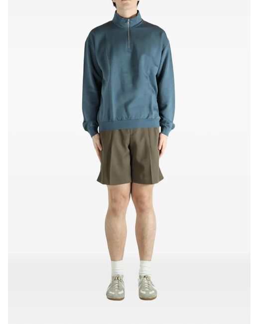 Auralee Blue Half-Zip Sweatshirt for men