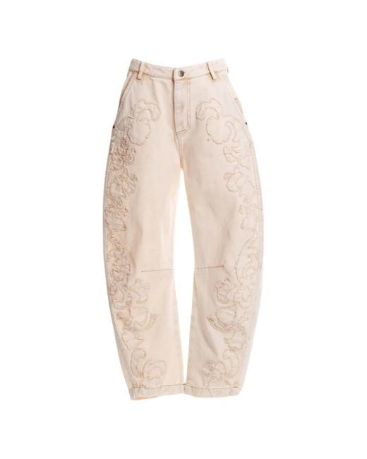 Agua Bendita White Fallon Distressed Floral-Embroidery Jeans