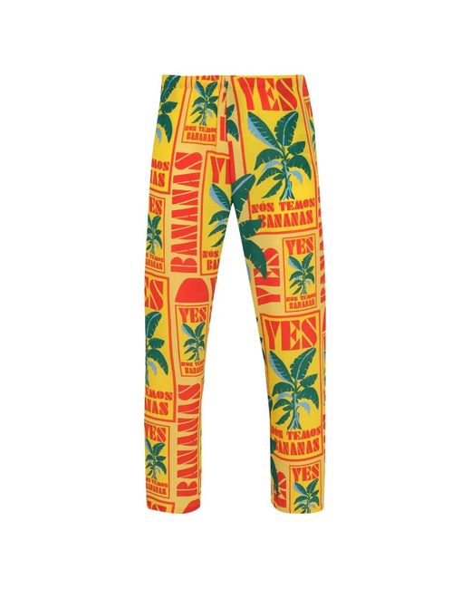 Amir Slama Yellow Lettering-Print Straight Trousers for men