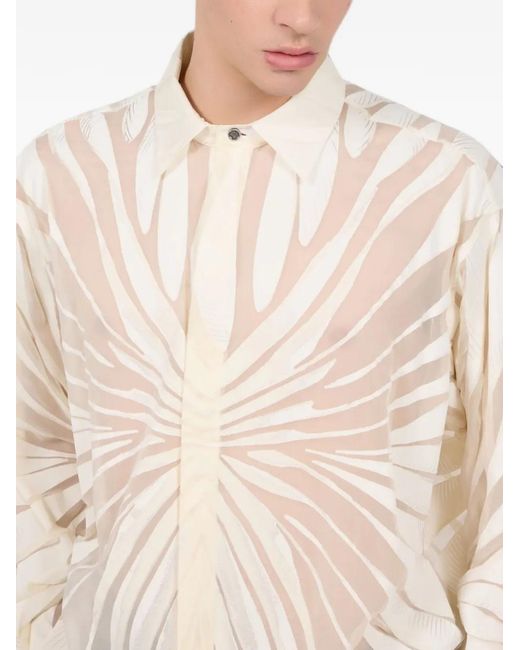 Roberto Cavalli White Ray Devoré Print Shirt for men