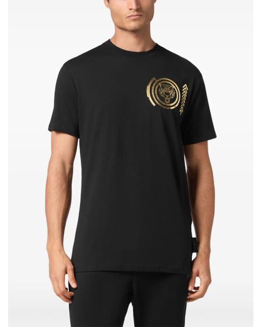 Philipp Plein Black Tiger-Print T-Shirt for men