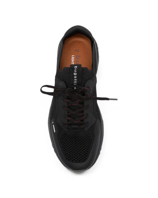 Bugatti Black Mesh-Panelled Lace-Up Sneakers for men