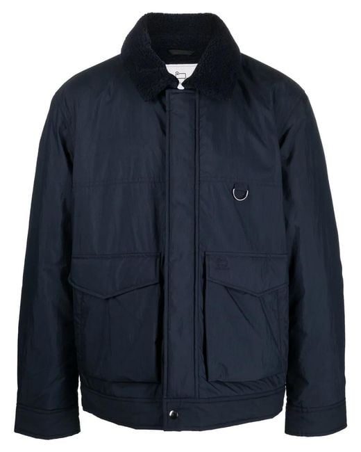 Woolrich Blue Ripstop Sherpa Trucker Jacket for men
