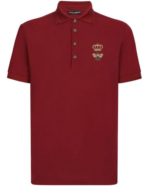 Dolce & Gabbana Poloshirt Met Geborduurd Logo in het Red voor heren