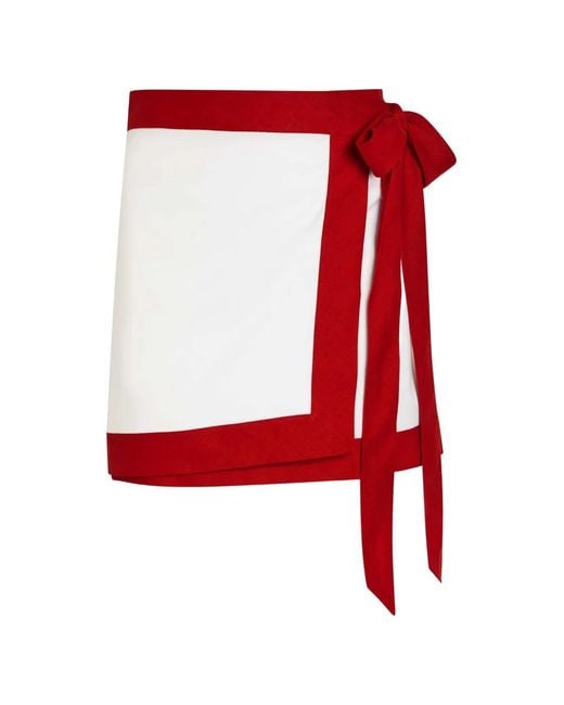 LIBEROWE Red Contrast-Trim Wrap Mini Skirt