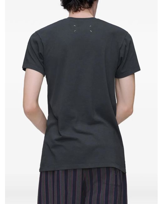 Maison Margiela Black Check-Panel T-Shirt for men