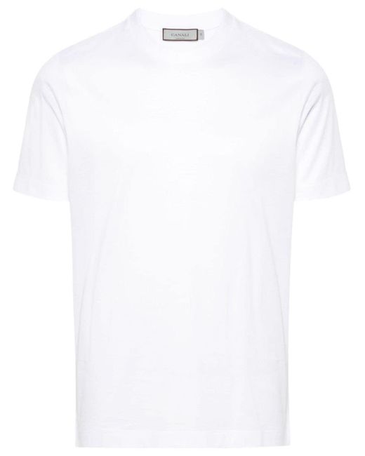T-shirt en coton à manches courtes Canali pour homme en coloris White