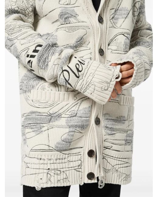 メンズ Philipp Plein Cars Racing カーディガン White