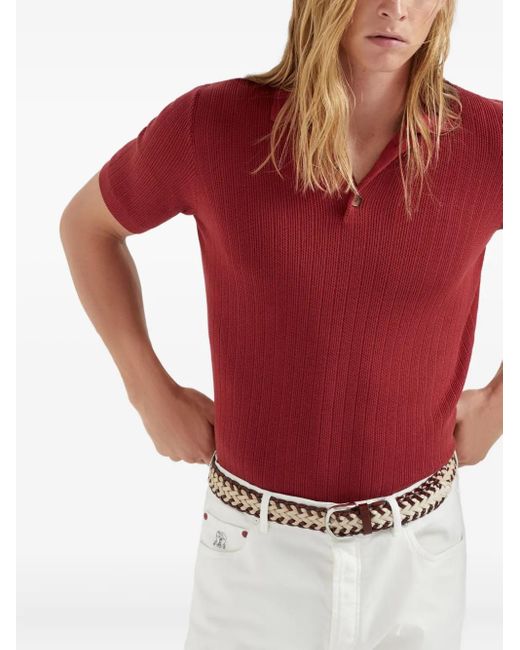 Polo de algodón Brunello Cucinelli de hombre de color Red