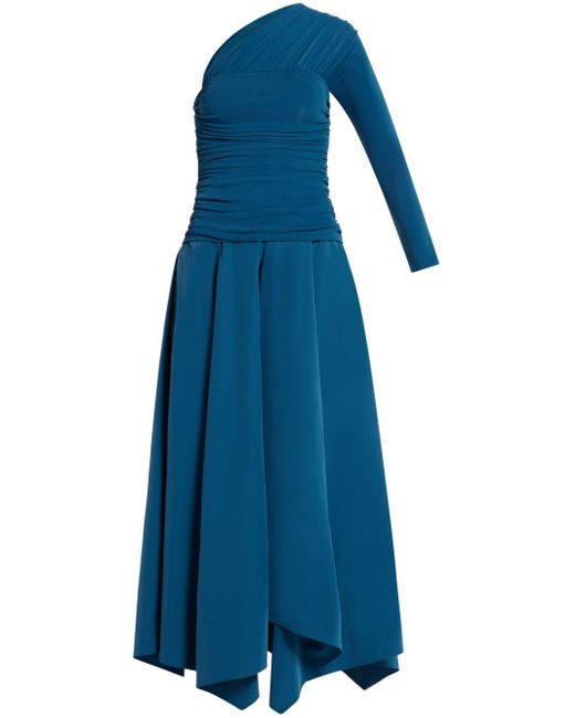 Chats by C.Dam Blue One-Shoulder Midi Dress