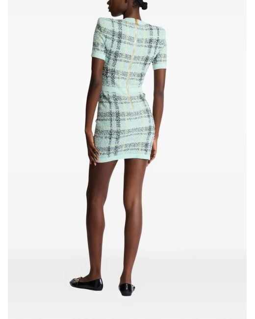 Balmain Blue Glittered Tweed Minidress