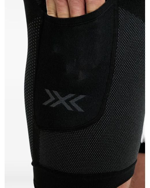 X Bionic Black Logo-Print Panelled Shorts for men