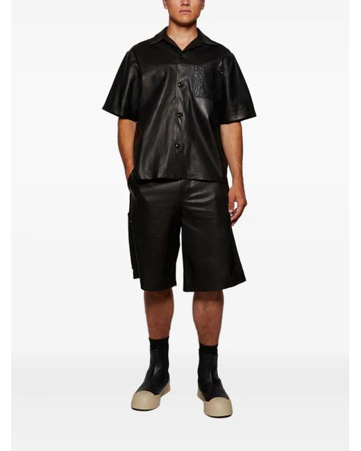 Amiri Black Ma Embroidery Leather Shirt for men