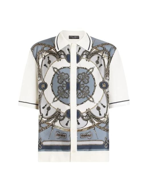 Dolce & Gabbana White Silk And Cotton Shirt With Twill for men