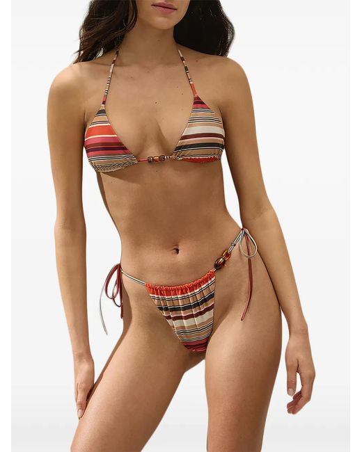 Faithfull The Brand Red Leone Striped-Pattern Bikini Top