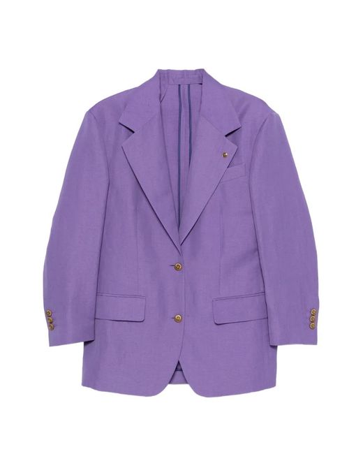 Versace Purple Peak-Lapel Single-Breasted Blazer
