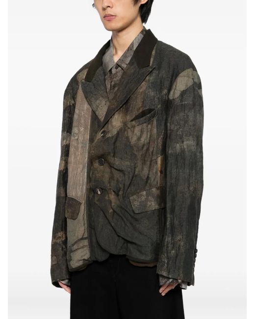 Ziggy Chen Green Printed Blazer for men