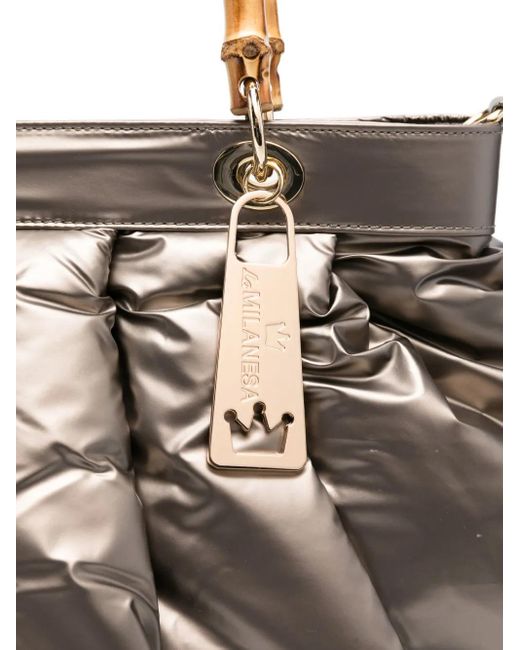 La Milanesa Metallic Bamboo-Handle Quilted Tote Bag