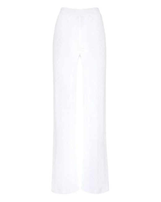 Missoni White Zigzag-Pattern Trousers