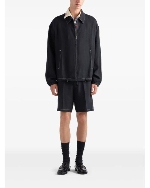 Prada Blue Linen Bermudas for men