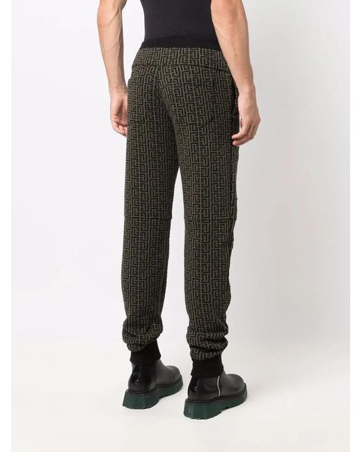 Balmain Black Monogram-Print Track Pants for men
