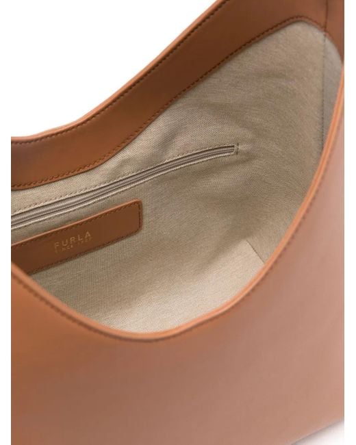 Bolso shopper con placa del logo Furla de color Natural